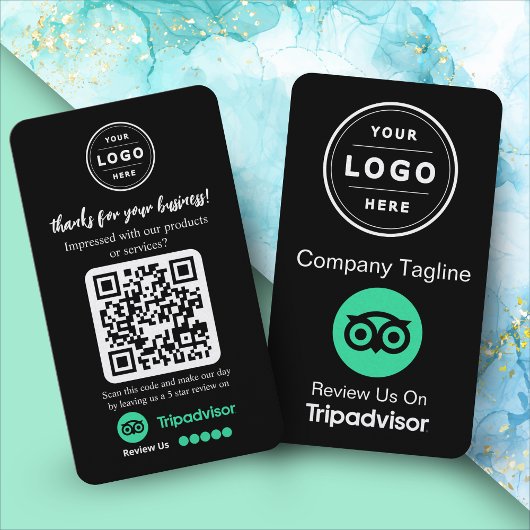 Carte De Visite Demande de révision TripAdvisor avec logo et code 