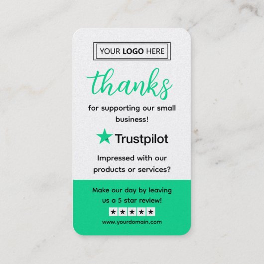Carte De Visite Demande de révision Trustpilot avec code QR numéri (Dos)