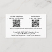 Carte De Visite Demande de témoignage de vacances en noir et blanc (Dos)