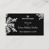 Carte De Visite Demande de témoignage de vacances en noir et blanc (Devant)