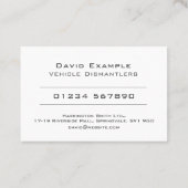 Carte De Visite Démantèlement de véhicules avec photo de titulaire (Dos)