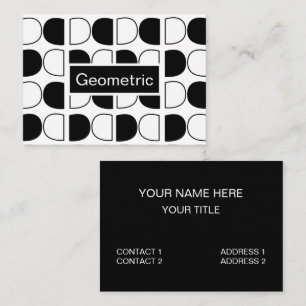 Carte De Visite Demi-cercle géométrique noir et blanc
