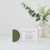 Carte de visite demi-cercles élégant, vert olive (Debout devant)