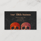 Carte De Visite Demi-crâne Gothique Orange Black Texture Boutique (Dos)