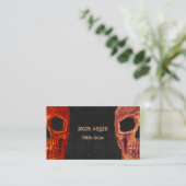 Carte De Visite Demi-crâne Gothique Orange Black Texture Boutique (Debout devant)