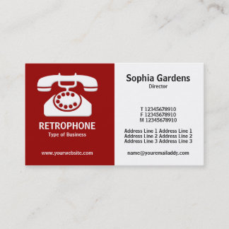 Carte De Visite Demi et demi (téléphone) - Maroon et blanc