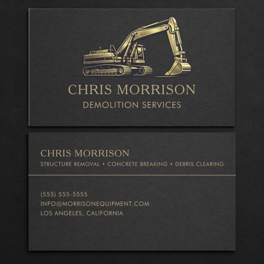 Carte De Visite Demolition Services Excavator Professional