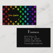 Carte de visite d'empreinte de patte d'arc-en-ciel (Devant / Derrière)