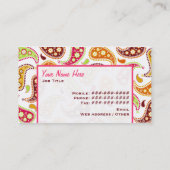 Carte de visite d'empreinte de patte de Paisley (Dos)