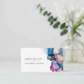 carte de visite d'encre couleur bleu violet (Debout devant)