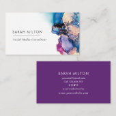 carte de visite d'encre couleur bleu violet (Devant / Derrière)