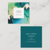 carte de visite d'encre couleur or bleu vert (Devant / Derrière)