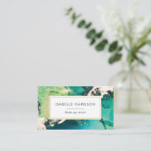 carte de visite d'encre couleur or bleu vert (Debout devant)