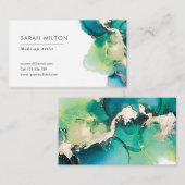 carte de visite d'encre couleur or bleu vert (Devant / Derrière)