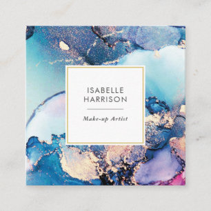 carte de visite d'encre couleur or bleu violet