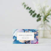 Carte de visite d'encre couleur or bleu violet (Debout devant)