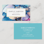 Carte de visite d'encre couleur or bleu violet (Devant / Derrière)