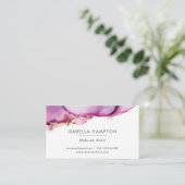 Carte de visite d'encre couleur or rose violet (Debout devant)