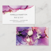 Carte de visite d'encre couleur or rose violet (Devant / Derrière)