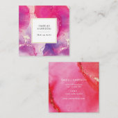 Carte de visite d'encre couleur or violet et rose (Devant / Derrière)