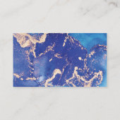 carte de visite d'encre d'aquarelle bleu et or (Dos)