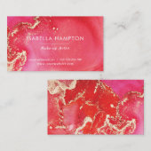 carte de visite d'encre rose, rouge et or (Devant / Derrière)