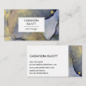 Carte De Visite Denim Abstrait Blue & Gold Alcohol Enk Liquid Art (Devant / Derrière)