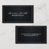 Carte De Visite Denim | Bordure blanche pointillée (Devant / Derrière)