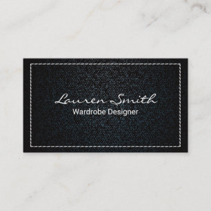 Carte De Visite Denim   Bordure blanche pointillée