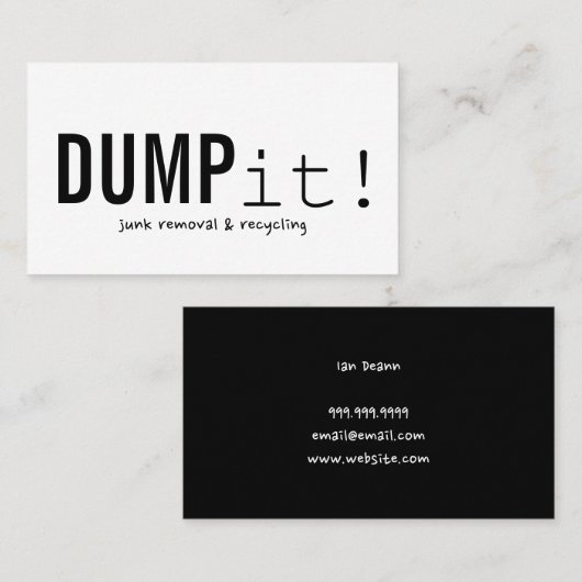 Carte de visite d'enlèvement des déchets de récupé (Devant / Derrière)