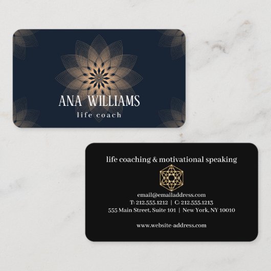 Carte de visite d'enseignant de vie du mandala de (Devant / Derrière)