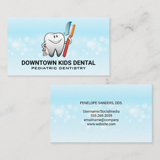 Carte De Visite Dent avec brosse à dents | Dentaire (Devant / Derrière)