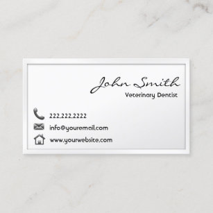 Carte De Visite Dentaire blanc minimal de dentiste vétérinaire