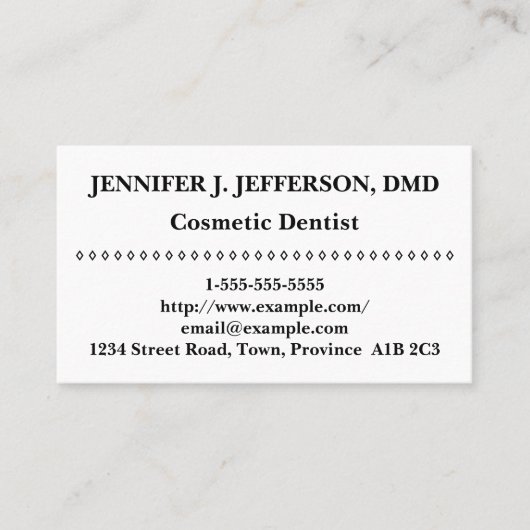 Carte de visite dentaire cosmétique de base (Devant)