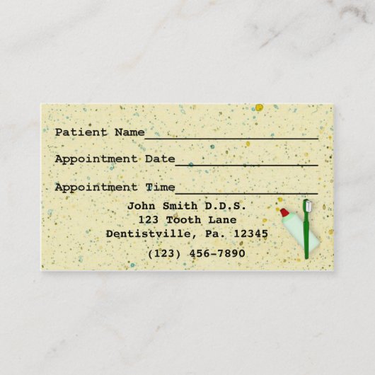 Carte de visite dentaire de rendez-vous (Devant)