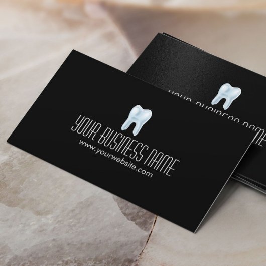 Carte De Visite Dentaire dentaire 3D Dentiste dentaire Noir clair