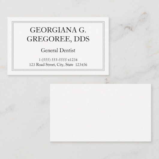 Carte de visite dentaire général de base (Devant / Derrière)