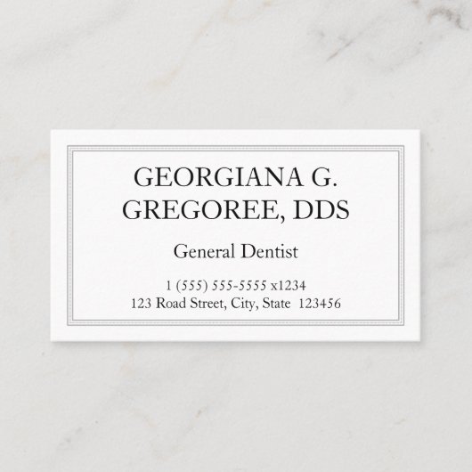 Carte de visite dentaire général de base (Devant)