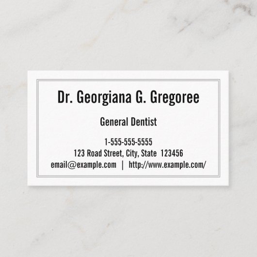 Carte de visite dentaire général de base (Devant)