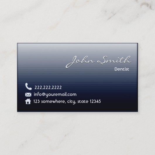Carte De Visite Dentaire métallique professionnel de bleu marine (Devant)