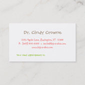 Carte de visite dentaire Mignonne Cercles de dents (Dos)