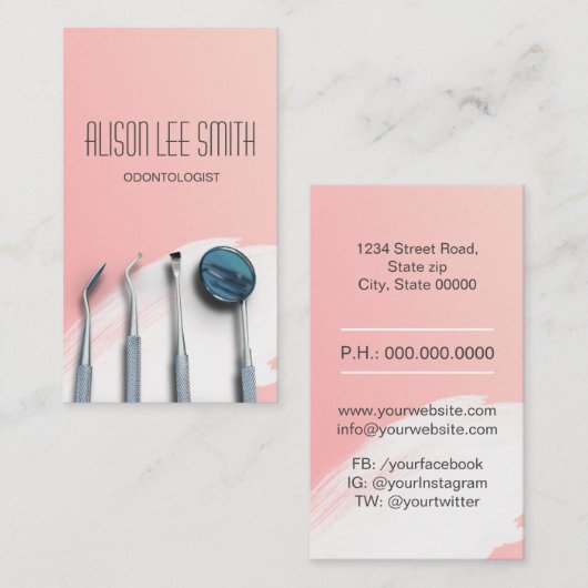 Carte de visite dentaire odontologue (Devant / Derrière)
