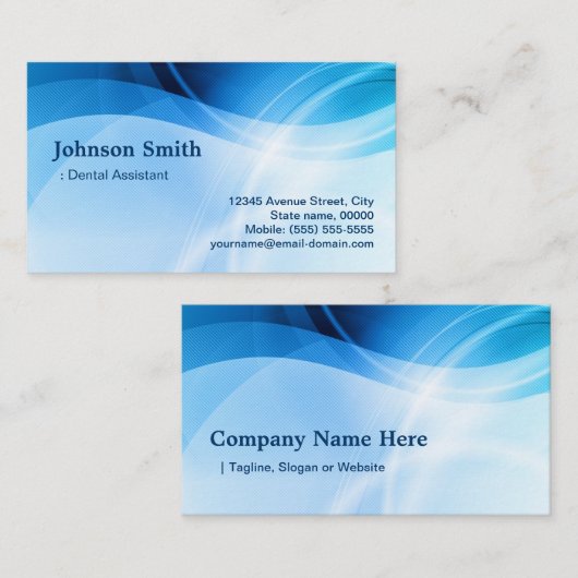 Carte De Visite Dental Assistant - Modern Blue Creative (Devant / Derrière)