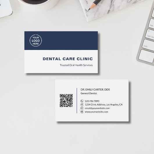Carte De Visite Dental Clinic Dentist Custom Logo QR Code