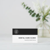 Carte De Visite Dental Clinic Dentist Custom Logo QR Code Black (Debout devant)
