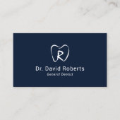 Carte De Visite Dental Custom Tooth Logo Marine Blue Dentist (Devant)