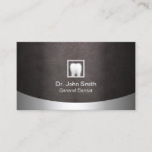 Carte De Visite Dental Moderne Cuir & Métal Dentiste (Devant)