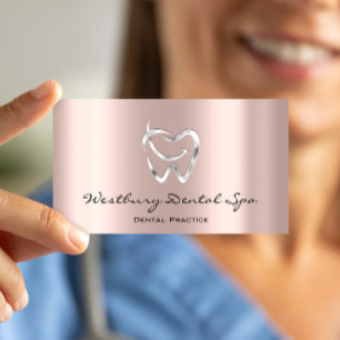 Carte De Visite Dental Studio Smile Logo Blush Rose Dentiste