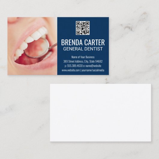 Carte De Visite Dental Teeth Cleaning | QR Scan Code (Devant / Derrière)