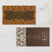 Carte De Visite Dentelle baroque damassé /faux or/châtaignier (Devant / Derrière)